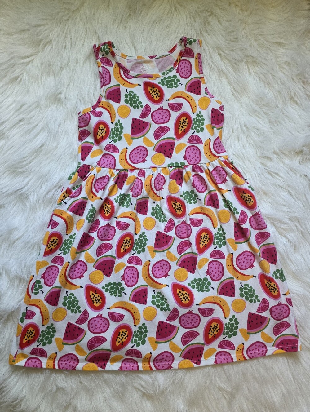 GIRL'S FRUIT PRINT SLEEVELESS DRESS